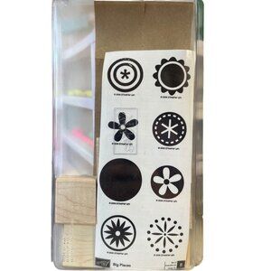 Stampin Up Mounted Rubber Stamp Big Pieces Shapes Flowers Circle Dot
